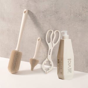 마더케이 젖병 세척 4종세트 (실리콘 브러시2종+소독집게+디아 젖병세정제 500ml)