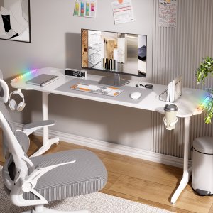 월로덴 올인원 LED 컴퓨터책상 게이밍책상 1200 1400 1600 1600x600mm, 퓨어화이트
