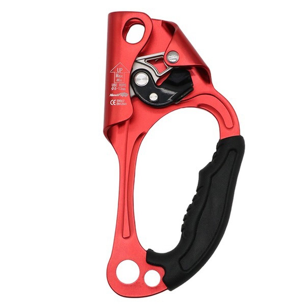 안전 등산버클 암벽 산악인 어센더 산기슭 핸드 걸쇠 오른손 오렌지