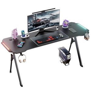 월로덴 게이밍 컴퓨터책상 RGB 데스크 학생/사무용 프리미엄 올인원 1600x600x750mm, 블랙