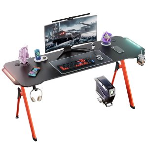 월로덴 Y자형 게이밍 컴퓨터 책상 1200 1400 1600 1600x600x750mm, 블랙레드
