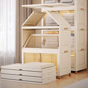 아르비나 대용량 이동식 폴딩 수납박스 양문형 접이식 리빙 수납장