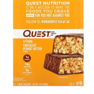 퀘스트뉴트리션 Hero Protein Bar Crispy Chocolate Peanut Butter 12 Bars 1.9 oz (54g) Each