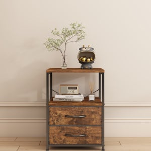 소웰홈 미니 오픈 선반형 침대 협탁 나뭇결-2단