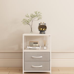 소웰홈 미니 오픈 선반형 침대 협탁 그레이-2단