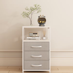 소웰홈 미니 오픈 선반형 침대 협탁 그레이-3단