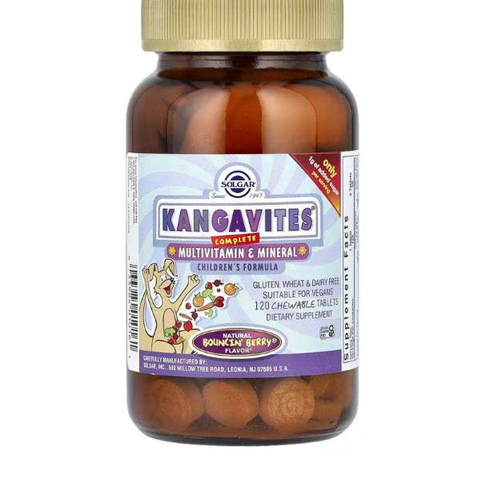 솔가 Kangavites 멀티비타민 및 <b>미네랄 포뮬러</b> 톡톡 튀는 베리 츄어블 120정