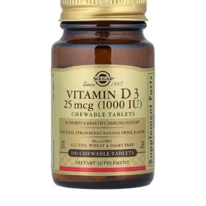 솔가 비타민D3 딸기 바나나 스월 맛 25mcg(1000IU) 츄어블 100정