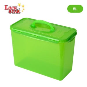 락스타 미라클락 국내생산 대형 손잡이 반찬통 신선 보관 / 야채통 8L, 그린, 1개