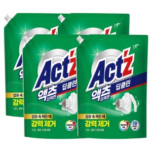 피죤 액츠 퍼펙트 딥클린 일반드럼겸용 액체세제 리필 1.5L, 4개
