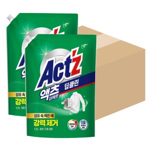 피죤 액츠 퍼펙트 딥클린 일반드럼겸용 액체세제 리필 1.5L, 8개