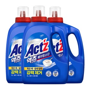 피죤 액츠 퍼펙트 베이킹소다 일반드럼겸용 액체세제 용기 3L, 3개