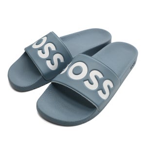 BOSS 라지 로고 디테일 슬라이드 50536835483 블루 슬리퍼
