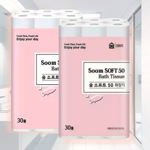 천연펄프 숨 소프트 화장지 50 60롤 2겹 비데용 유통기한 2023년 4월제조
