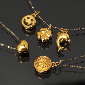 14K/18K 체인+24K 펜던트 행운의 여성 데일리 통통 99.9% 순금 목걸이