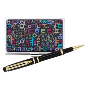 사무용 비즈니스 명품 워터펜 블랙 수성 한글자모음 자개 명함케이스 임직원 선물 세트