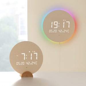 무아스 풀문 오로라 360 LED 온습도 벽시계 인테리어 벽걸이시계