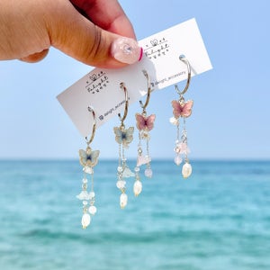 핸드메이드 나비 진주 포인트 귀걸이 딜라잇 메리엘 이어링