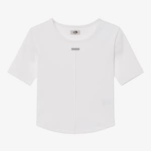 노스페이스 화이트라벨 여자 골지 반팔티셔츠 25SS 여성 소프트 웨이브 반팔 라운드티 NT7UR31L OWH