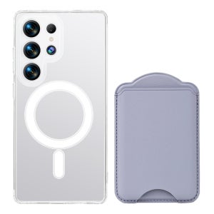 가꼬싶다 갤럭시 맥세이프 케이스 + 3장 수납 가죽 카드지갑 세트 라벤더 퍼플, 갤럭시S25 울트라