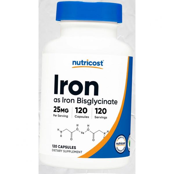<b>뉴트리코스트 철</b> 비스글리시네이트 25mg - 페로스 킬레이트 함유 비