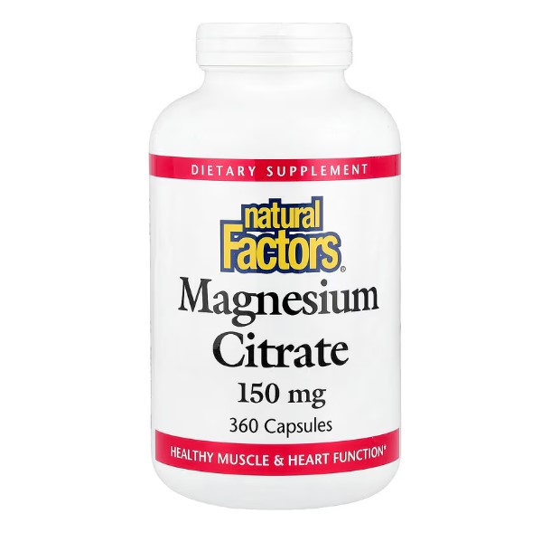 내추럴팩터스 구연산 <b>마그네슘 시트레이트 150mg</b> 360캡슐 Magnesium
