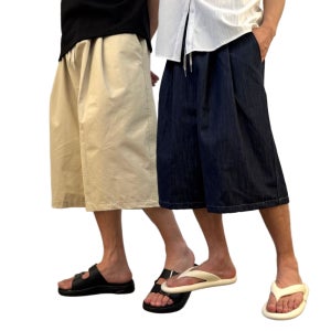 버뮤다팬츠 남자 7부바지 와이드 밴딩 키링 면 반바지