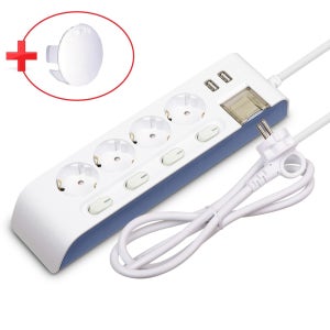 국산 개별 과부하차단 USB 2포트 멀티탭 현대 하이탭 접지 멀티 콘센트 1.5m, 4구, 1개