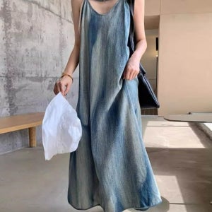 여름 원피스 그라데이션 나시 원피스 여성 쉬폰 나시 솔리드 데일리