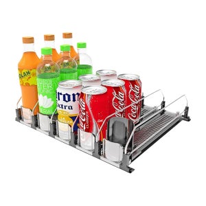 1+1 오토레일 폭조절 캔음료수 거치대 트레이 캔맥주 디스펜서