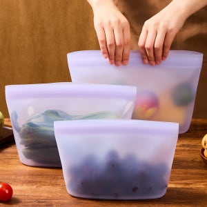 실리콘 지퍼백 냉장고정리 밀폐용기 소분 전자렌지 용기 3종세트