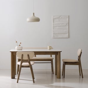 스칸디무드 캄포아 세라믹식탁 세트 원목 4인용 포세린 1400 의자2 벤치