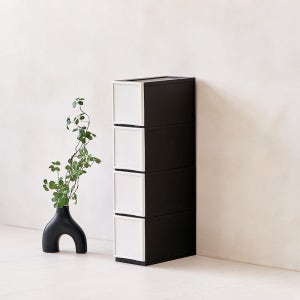 래폴드 서랍장 던블랙 에디션 200x240x420, 4단, 블랙바디 아이보리 캡