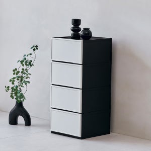 래폴드 서랍장 던블랙 에디션 400x240x420, 4단, 블랙바디 아이보리 캡