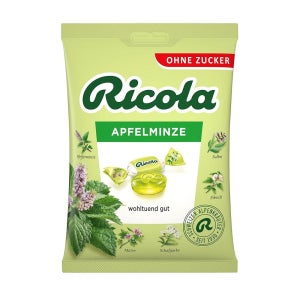 리콜라 목캔디 75g 4팩 애플 민트 Ricola Apple Mint, 75 g Bag Original Swiss Herbal Sweets