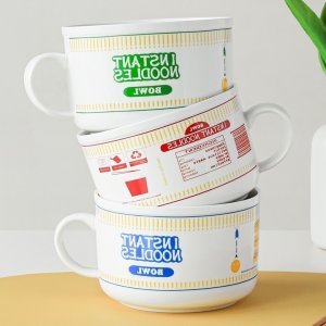 도자기라면기 전자레인지용 뚜껑포함 핸들볼 800ml 라면전용용기