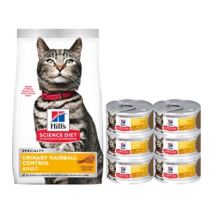 [기획세트] 힐스 고양이사료 어덜트 유리너리 헤어볼 컨트롤 82g x 6개 + 유리너리 헤어볼 컨트롤 1.6kg 1개