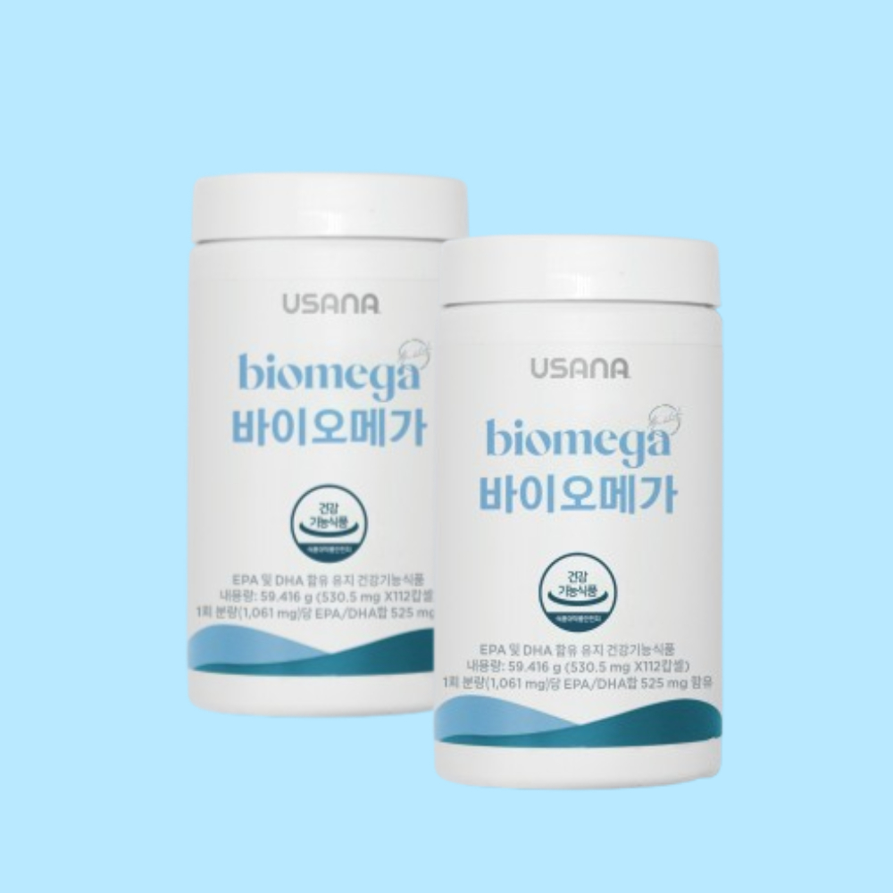 <b>유사나</b> 불포화 지방산 1050mg, <b>DHA</b>, EPA 오메가3 바이오메가 112캡슐 2통
