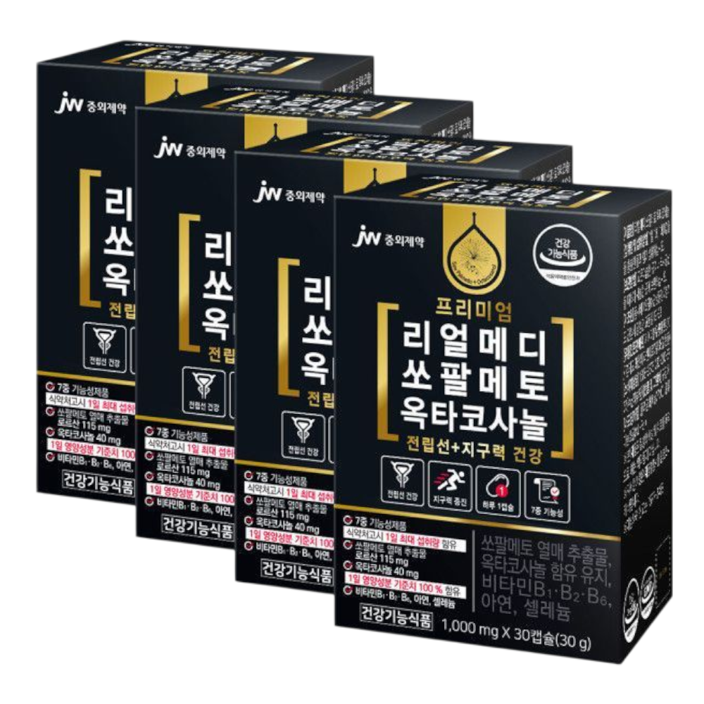 <b>JW중외제약</b> 프리미엄 리얼메디 <b>쏘팔메토</b> 옥타코사놀 4박스