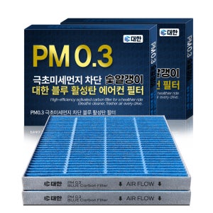 [호환] 대한 1+1 PM0.3 숯알갱이 블루활성탄 차량용 자동차 에어컨 필터 BF118