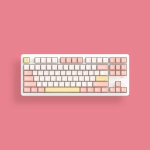 SPM PL87W MOKSAE 유무선 저소음 사무용 기계식 게이밍 키보드 베이비 핑크, 저소음 목새