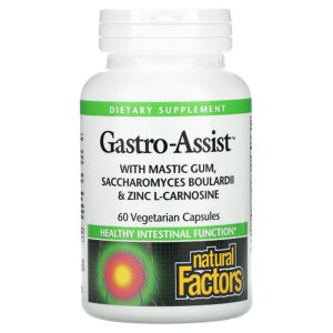네츄럴팩터스 Gastro-Assist 매스틱 검 사카로미세스 보울라디 앤드 아연 L-카르노신 함유 베지캡슐 60정