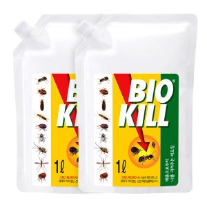 비오킬 진드기 베드버그 빈대 좀벌레 해충 바퀴벌레 초파리 벼룩 살충제 1L, 2개