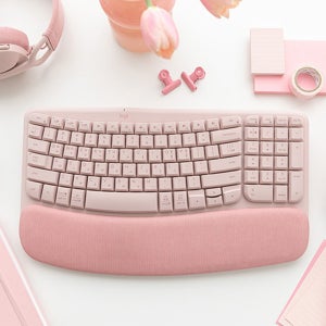 국내정품 로지텍 컴팩트 사이즈 인체공학 무선키보드 멀티 디바이스 멀티태스킹 독특한 웨이브 디자인 손목받침