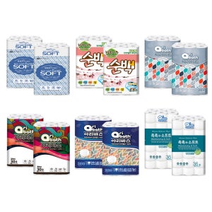 아리바스 천연펄프 화장지 30롤 3겹 두루마리 휴지 물에잘녹는 무형광 롤휴지