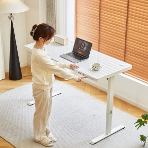 아우스 FJ11 강화유리 간편조립 전동 모션데스크 높낮이조절 책상 사무실 스탠딩책상 800