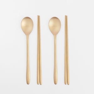 서촌유기 방짜 유기 민무늬 연수저 2인용 수저세트