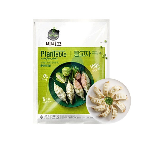 고기없는 비건 채식 만두 비비고 플랜테이블 왕교자 1.05kg 외 1종