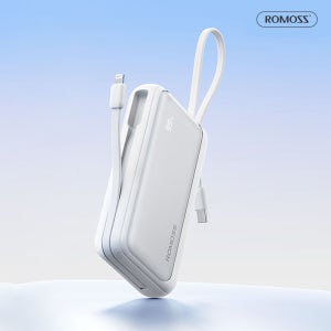 로모스 보조배터리 20000mAh, PEP20 화이트 22.5W 고속충전 빌트인케이블