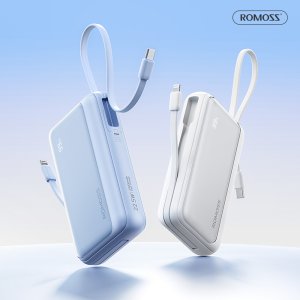 로모스 보조배터리 20000mAh, PEP20 화이트 22.5W 고속충전 빌트인케이블